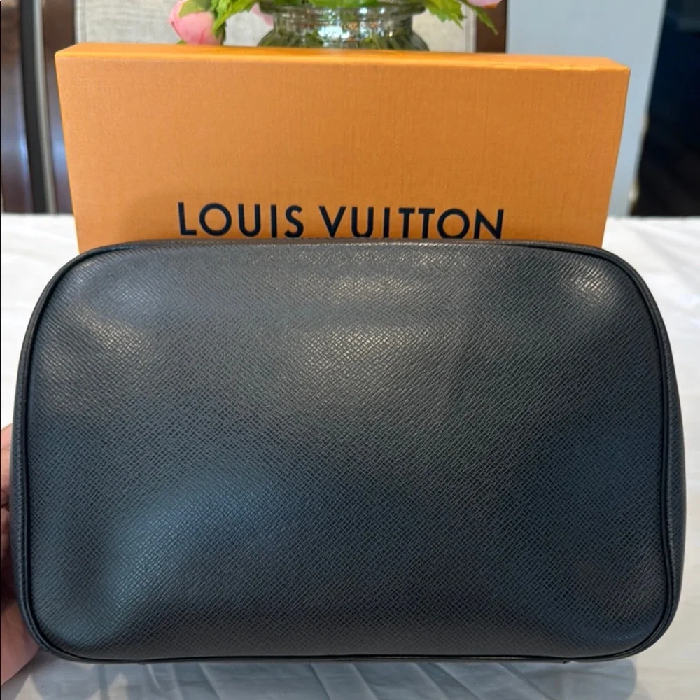 Louis Vuitton Black Leather Cosmetic Pouch